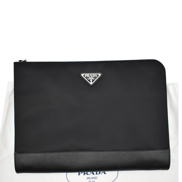 Prada Document Nylon Leather Pouch Black - Dallas Handbags