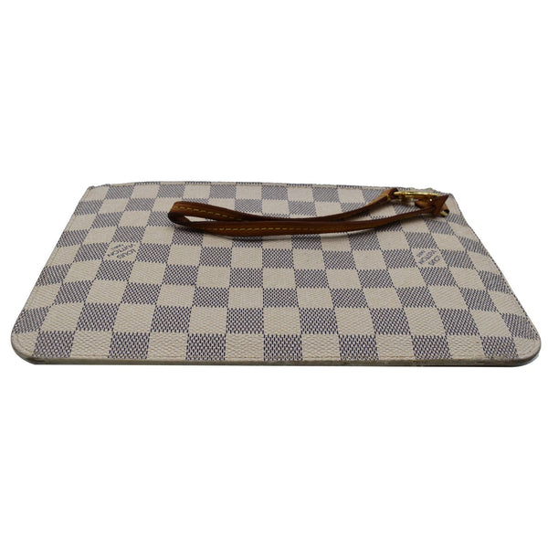 LOUIS VUITTON Neverfull MM Damier Azur Pochette Wristlet Pouch White