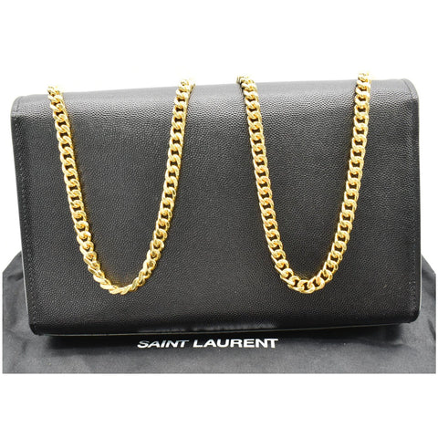 YVES SAINT LAURENT Kate Leather Gold Chain Clutch Crossbody Bag Black