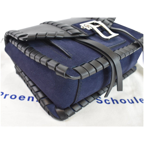 PROENZA SCHOULER Hava Whipstitch Leather Chain Shoulder Bag Navy Blue