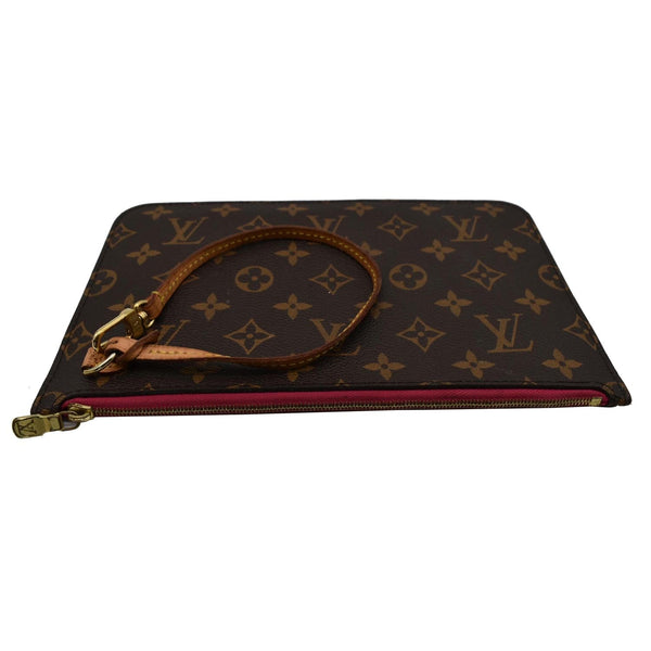 LOUIS VUITTON Neverfull MM Monogram Canvas Pochette Wristlet Pouch Brown