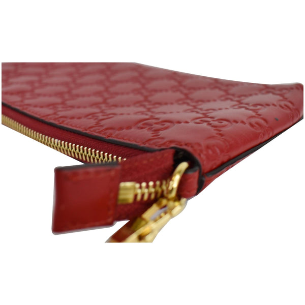 GUCCI Guccissima Leather Chain Wallet Clutch Bag Red 428449