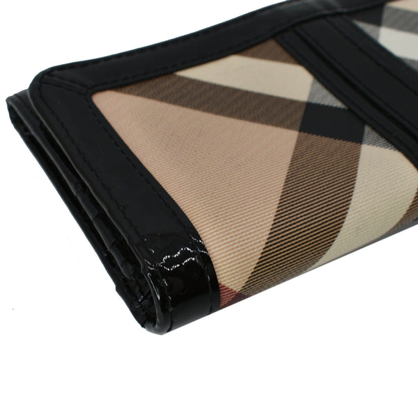 BURBERRY House Check Patent Leather Continental Wallet Black