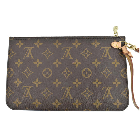 LOUIS VUITTON Pochette Wristlet Pouch Monogram Canvas Neverfull MM Brown
