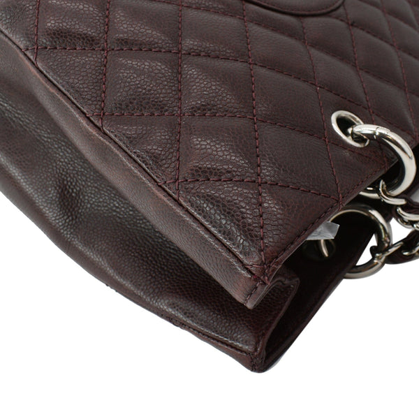 CHANEL Grand Shopping GST Caviar Leather Tote Bag Maroon