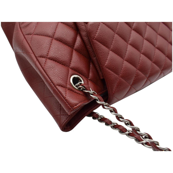 Chanel Front Flap Pocket Quilted Caviar Leather Tote Bag