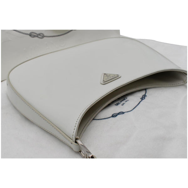 PRADA Cleo Brushed Leather Shoulder Bag White
