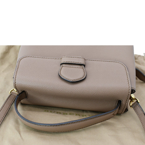 BURBERRY Medium Grainy House Check Leather Tote Shoulder Bag Dark Sand