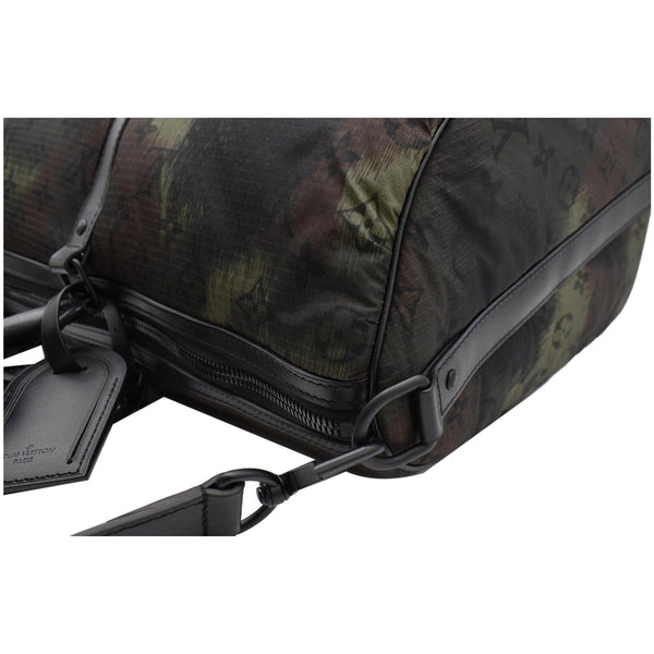 LOUIS VUITTON Keepall 50 Bandouliere Camouflage Nylon Monogram Travel Bag Black