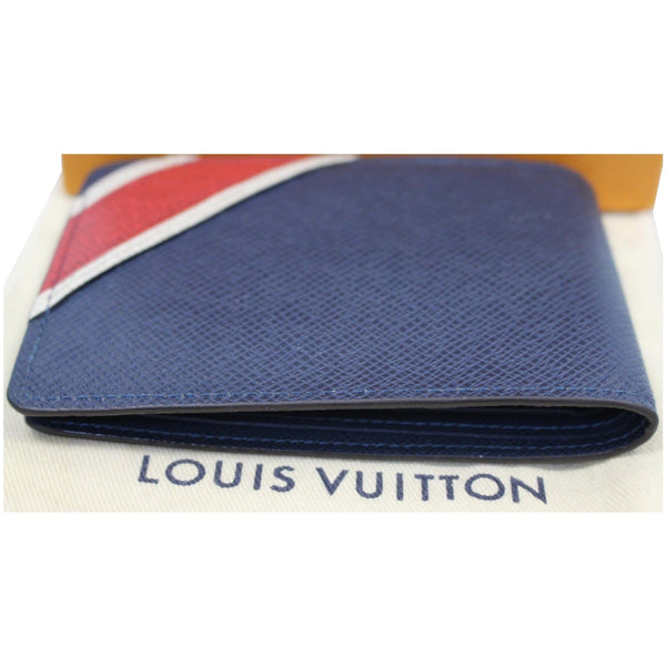 closeup lv Multiple Taiga Leather Bifold Wallet