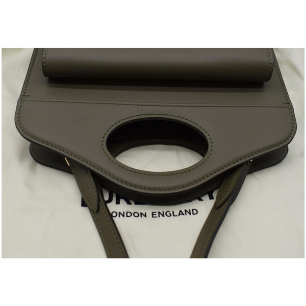 BURBERRY Mini Leather Pocket Tote Bag Dark Fern Green