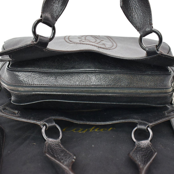 CARTIER Marcello de Cartier Leather Large Shoulder Bag Black