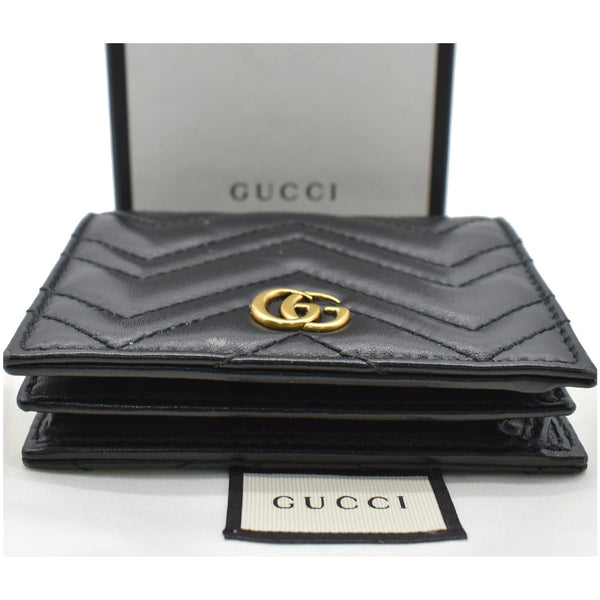 Gucci Marmont GG Matelasse Leather Card Case Wallet Black 466492