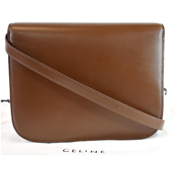 CELINE Medium Classic Box Calfskin Flap Crossbody Bag Brown