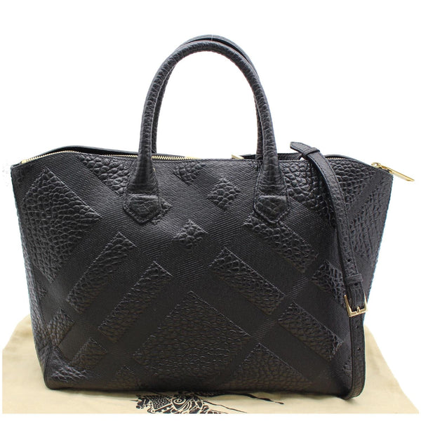 BURBERRY Dewsbury Medium Grain Check Embossed Tote Bag Black