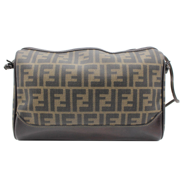 FENDI Roma Coated Canvas Leather Crossbody Bag Brown