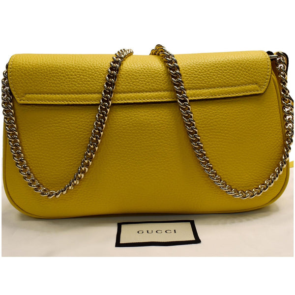 GUCCI Soho Chain Flap Leather Shoulder Bag Yellow 536224