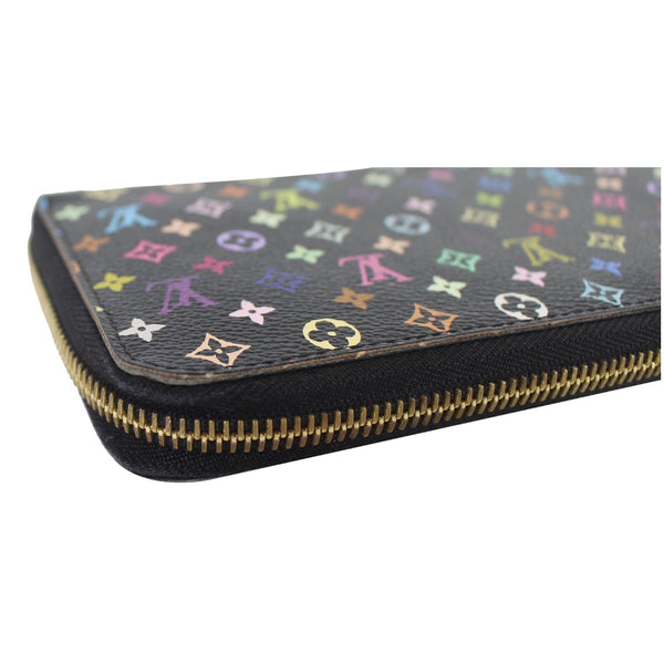 Louis Vuitton Multicolor Monogram Zippy Wallet Black focused view.