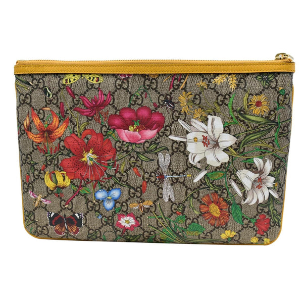 GUCCI Large Ophidia Flora GG Monogram Leather Pouch Clutch Bag Multicolor 517551