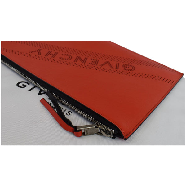 GIVENCHY Emblem Perforated Leather Pouch Bag Red