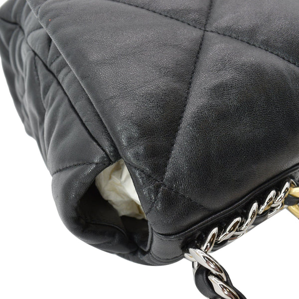 CHANEL 19 Large Flap Quilted Lambskin Leather Shoulder Bag Black