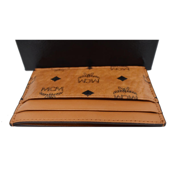 MCM Visetos Monogram Canvas Card Holder Cognac