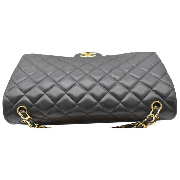 CHANEL Maxi Double Flap Lambskin Leather Shoulder Bag Black