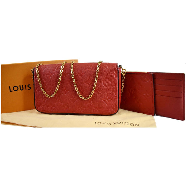 LOUIS VUITTON Pochette Felicie Empreinte Leather Crossbody Bag Red
