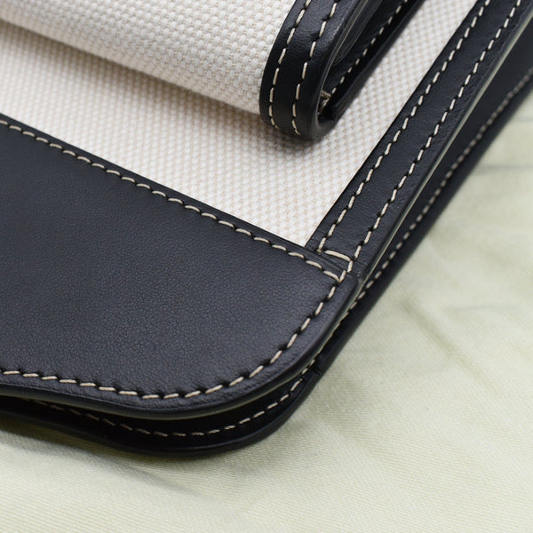 BURBERRY Mini Logo Graphic Canvas Leather Pocket Tote Bag Natural