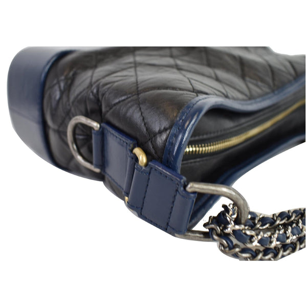 CHANEL Gabrielle Medium Quilted Leather Hobo Bag Black/Blue