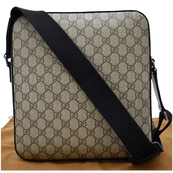 GUCCI Flat GG Supreme Canvas Messenger Bag Beige 473878