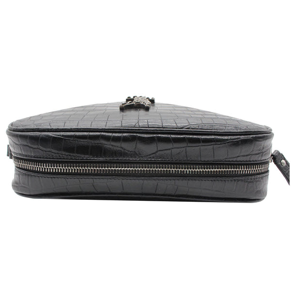 Yves Saint Laurent Lou Crocodile Leather Crossbody Bag front view