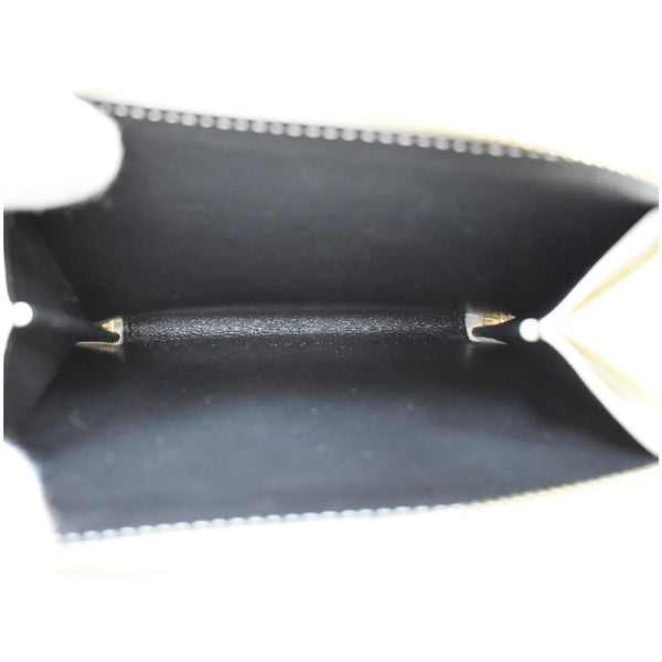 SAINT LAURENT Tiny Monogram Compact Leather Zip Around Wallet White