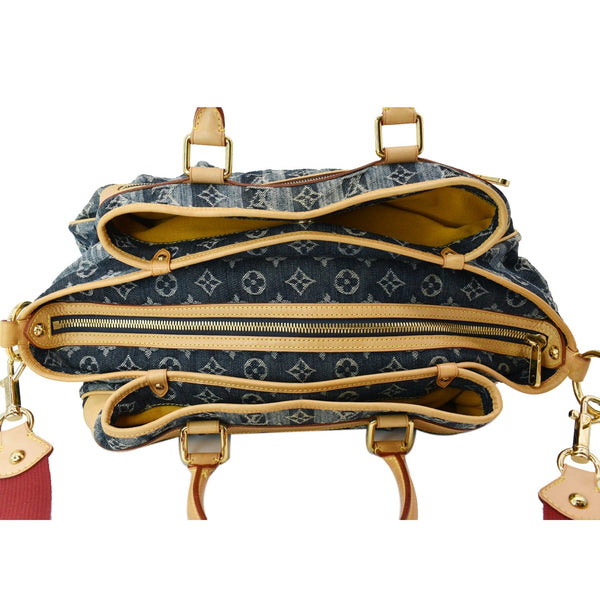 LOUIS VUITTON Cabas Raye GM Monogram Denim Shoulder Bag Blue