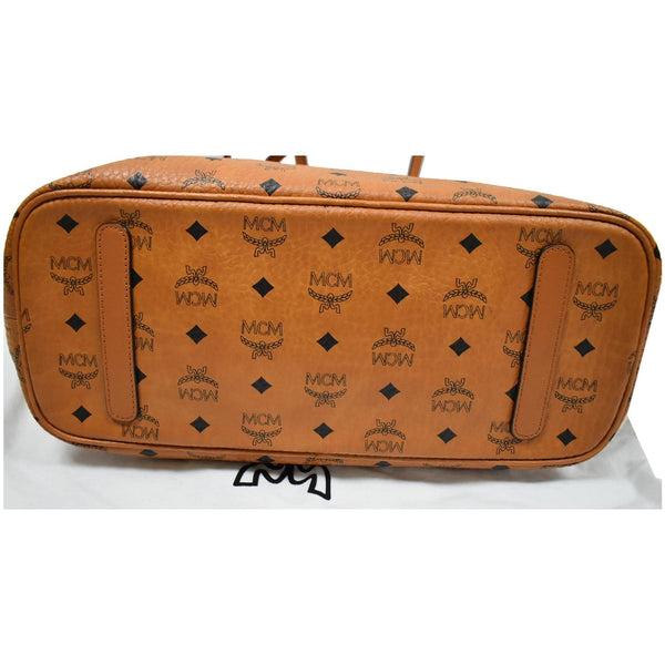 MCM Medium Anya Top Zip Visetos Canvas Shopper Tote Bag Cognac