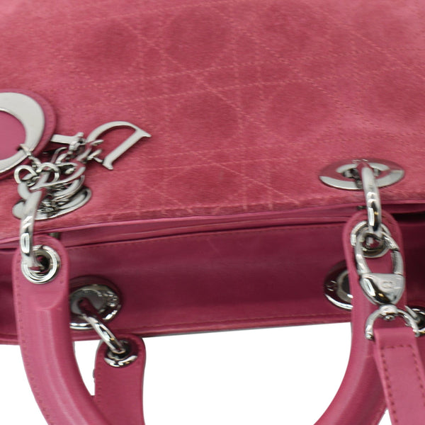 Christian Dior Lady Dior Cannage Suede Tote Bag Pink | DDH