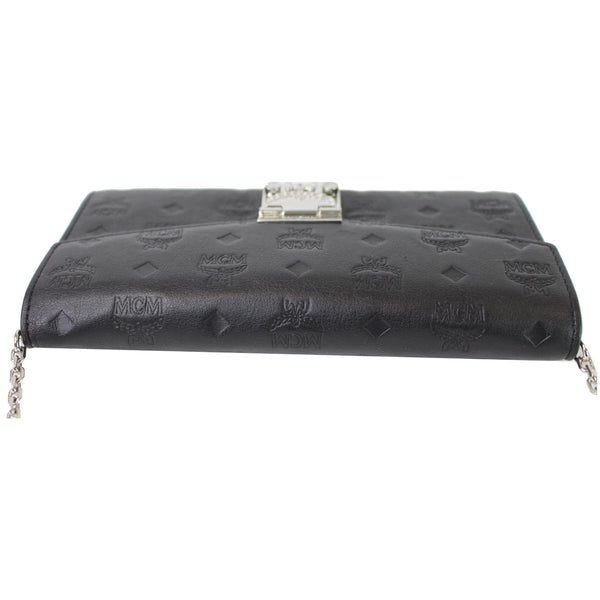 MCM Patricia Monogram Leather Crossbody Chain Wallet Black