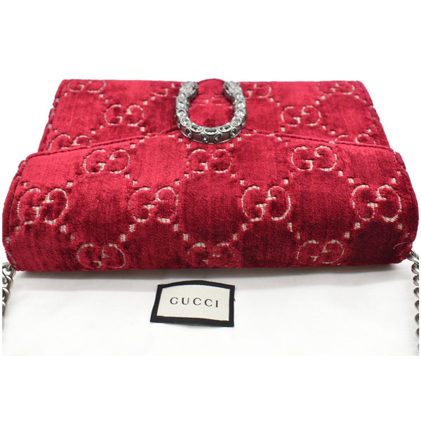 GUCCI Dionysus Mini Velvet GG Monogram Chain Wallet Red 401231