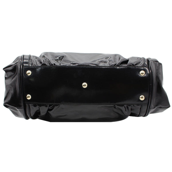 GUCCI Pop Bamboo Dialux Coated Canvas Top Handle Shoulder Bag Black 190256