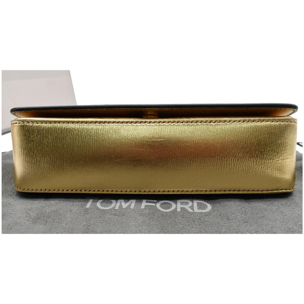 TOM FORD Triple Chain Small Embellished Metallic Leather Shoulder Bag Gold