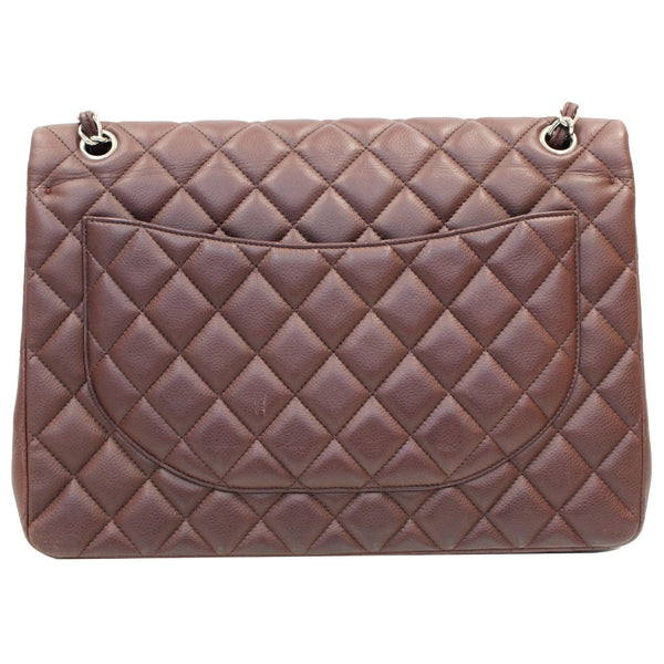 CHANEL Maxi Classic Flap Caviar Leather Shoulder Bag Brown