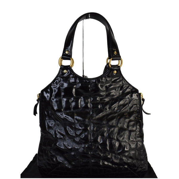 YVES SAINT LAURENT Tribute Embossed Patent Leather Tote Bag Black - Last Call