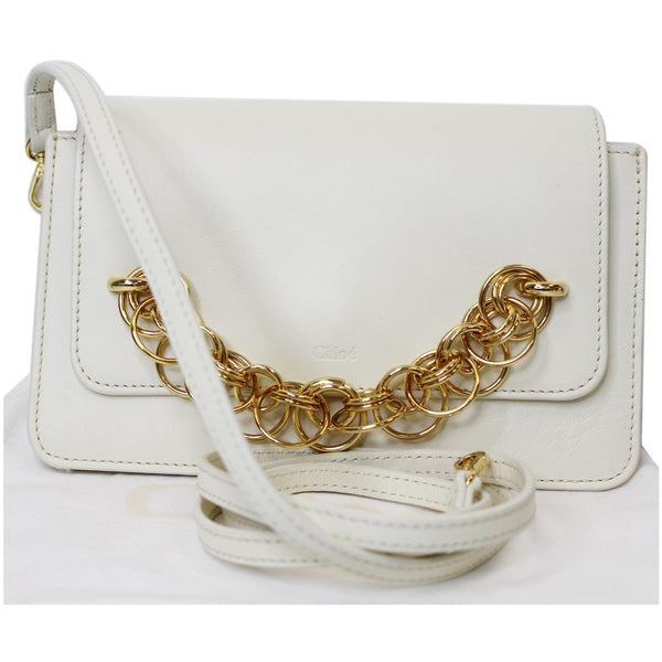 CHLOE Drew Bijou Calfskin Crossbody Clutch Bag White - Last Call