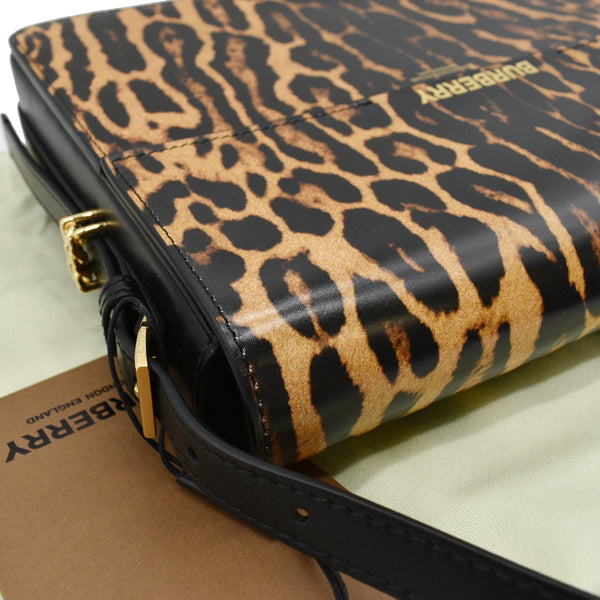 BURBERRY Grace Large Leopard Print Leather Shoulder Bag Multicolor