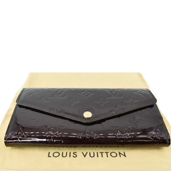 LOUIS VUITTON Sarah Monogram Vernis Leather Wallet Amarante