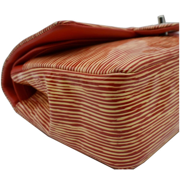 Chanel Medium Double Flap Striped Patent Leather Bag
