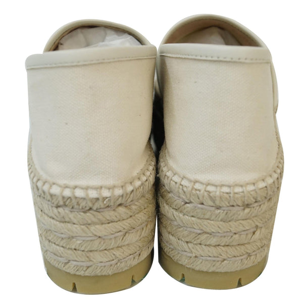 GUCCI Logo Sylvie Espadrilles Canvas Platform Off White 525989 US 8