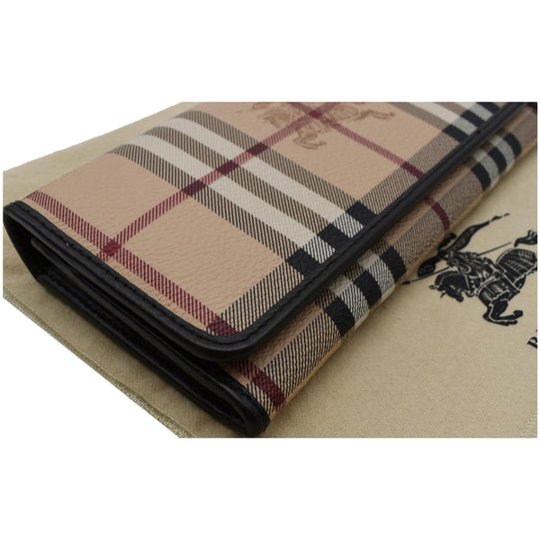 BURBERRY Continental Haymarket Check Leather Wallet Dark Brown