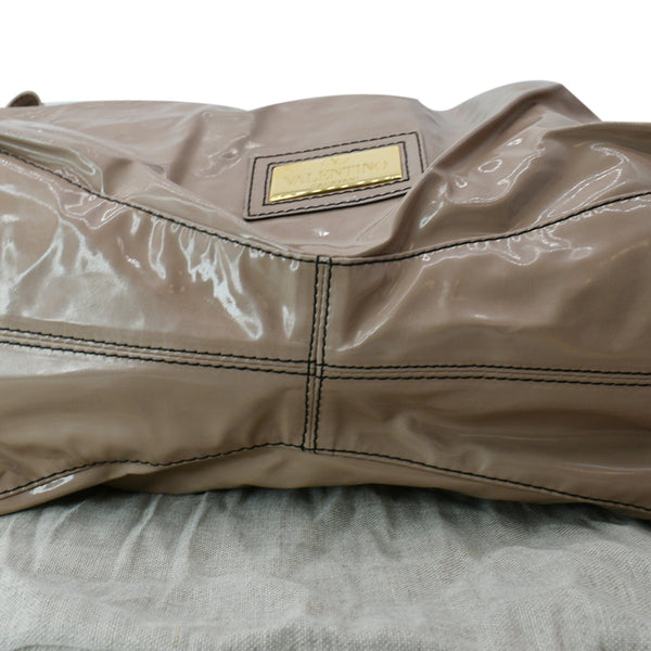 VALENTINO Nuage Bow Patent Leather Tote Bag Nude