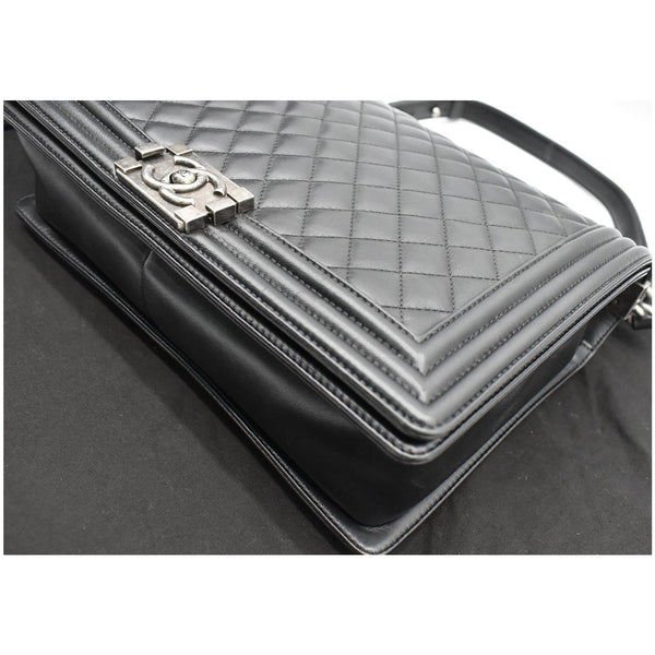 CHANEL Large Boy Flap Calfskin Quilted Leather Shoulder Bag Black